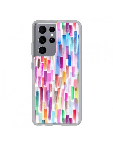 Coque Samsung Galaxy S21 Ultra et S30 Ultra Colorful Brushstrokes Multicolored - Ninola Design