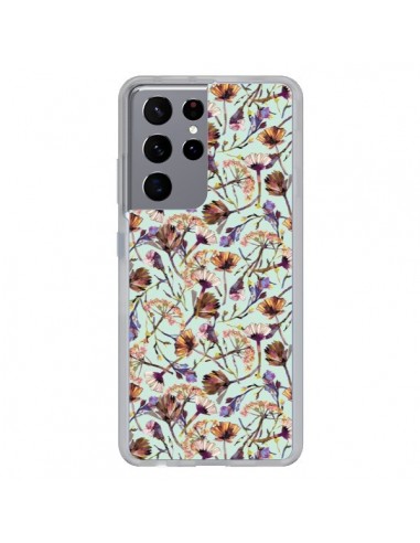 Coque Samsung Galaxy S21 Ultra et S30 Ultra Dry Blue Flowers - Ninola Design