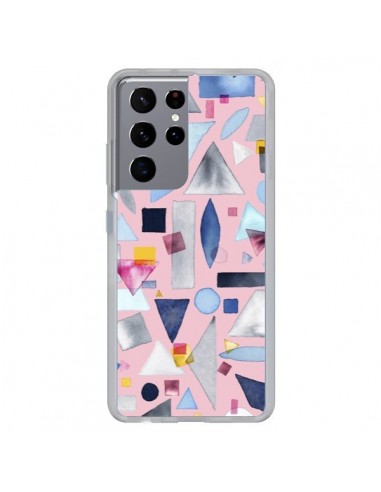 Coque Samsung Galaxy S21 Ultra et S30 Ultra Geometric Pieces Pink - Ninola Design