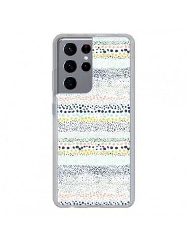 Coque Samsung Galaxy S21 Ultra et S30 Ultra Little Textured Dots Green - Ninola Design