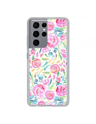 Coque Samsung Galaxy S21 Ultra et S30 Ultra Speckled Watercolor Pink - Ninola Design