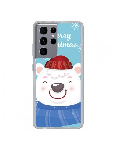 Coque Samsung Galaxy S21 Ultra et S30 Ultra Ours Blanc de Noël Merry Christmas - Nico