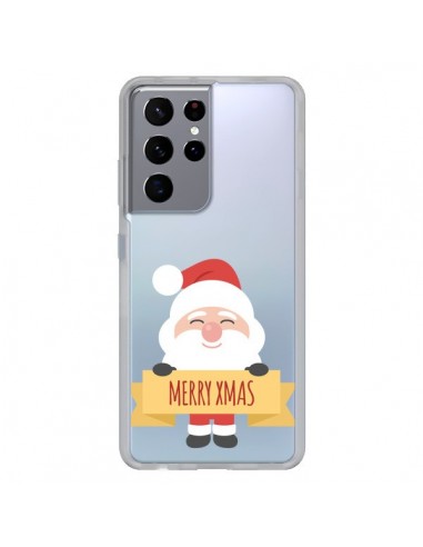 Coque Samsung Galaxy S21 Ultra et S30 Ultra Père Noël Merry Christmas transparente - Nico