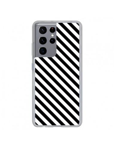 Coque Samsung Galaxy S21 Ultra et S30 Ultra Bonbon Candy Noire et Blanche Rayée - Nico