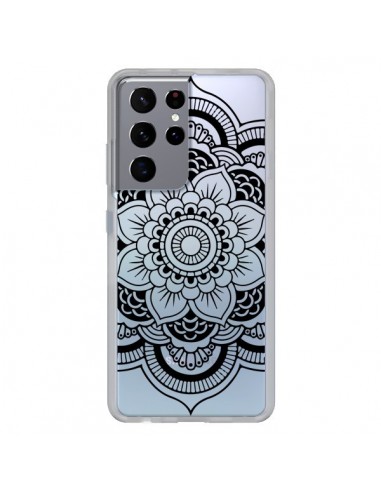 Coque Samsung Galaxy S21 Ultra et S30 Ultra Mandala Noir Azteque Transparente - Nico