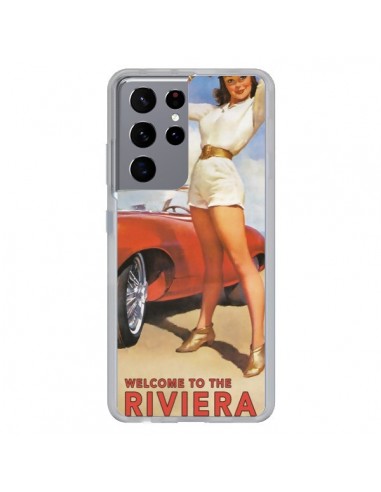 Coque Samsung Galaxy S21 Ultra et S30 Ultra Welcome to the Riviera Vintage Pin Up - Nico