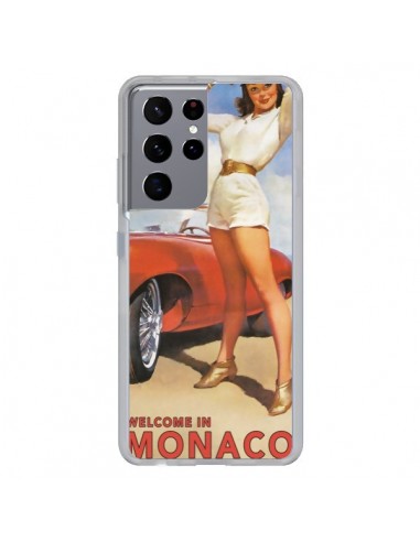Coque Samsung Galaxy S21 Ultra et S30 Ultra Welcome to Monaco Vintage Pin Up - Nico
