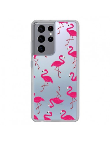 Coque Samsung Galaxy S21 Ultra et S30 Ultra flamant Rose et Flamingo Transparente - Nico