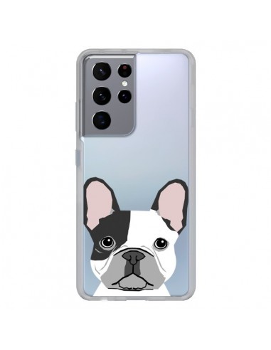 Coque Samsung Galaxy S21 Ultra et S30 Ultra Bulldog Français Chien Transparente - Pet Friendly