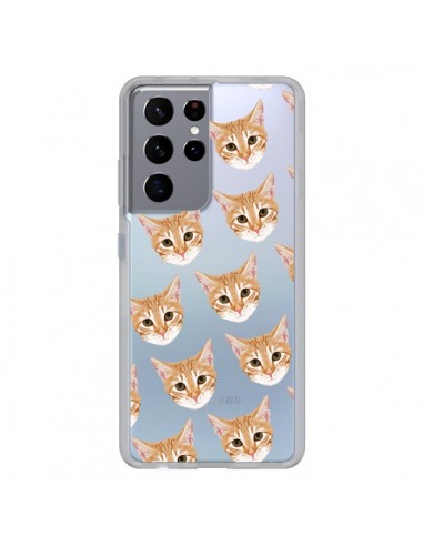 Coque Samsung Galaxy S21 Ultra et S30 Ultra Chats Beige Transparente - Pet Friendly