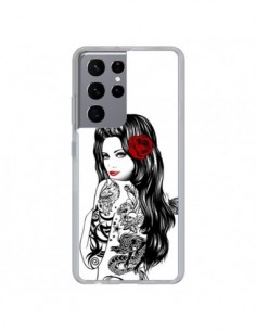 Coque Samsung Galaxy S21 Ultra et S30 Ultra Tattoo Girl...