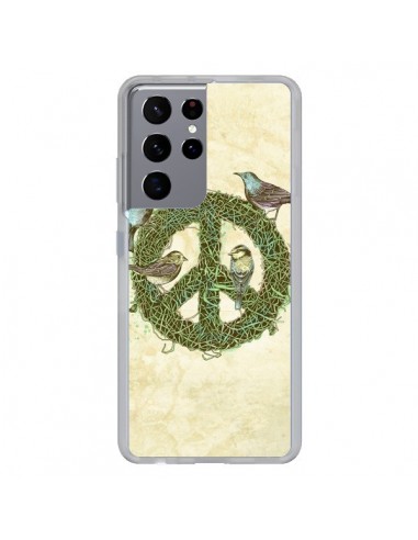 Coque Samsung Galaxy S21 Ultra et S30 Ultra Peace And Love Nature Oiseaux - Rachel Caldwell