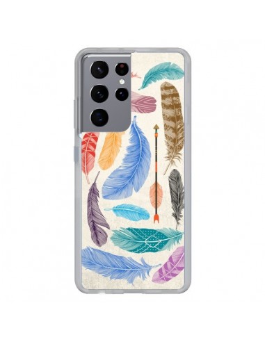 Coque Samsung Galaxy S21 Ultra et S30 Ultra Feather Plumes Multicolores - Rachel Caldwell