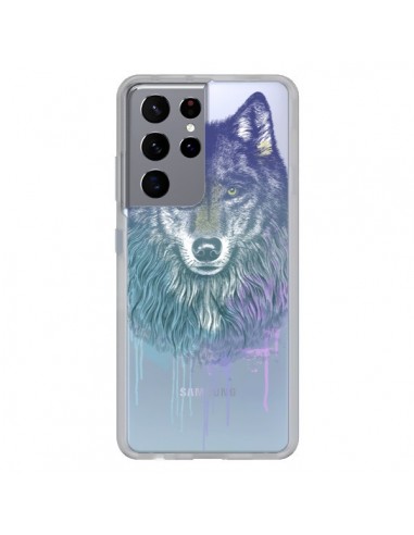 Coque Samsung Galaxy S21 Ultra et S30 Ultra Loup Wolf Animal Transparente - Rachel Caldwell