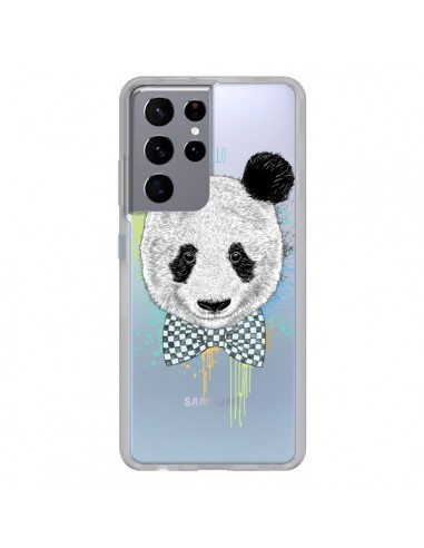 Coque Samsung Galaxy S21 Ultra et S30 Ultra Panda Noeud Papillon Transparente - Rachel Caldwell