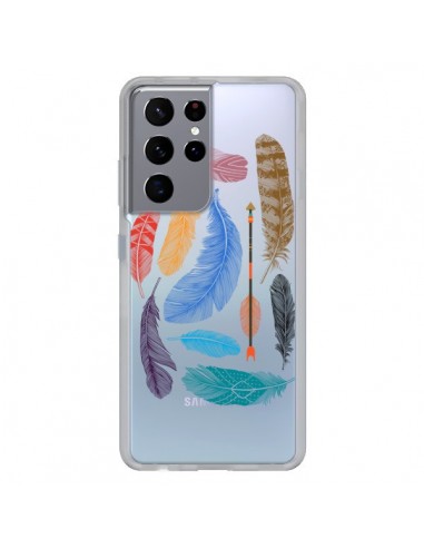 Coque Samsung Galaxy S21 Ultra et S30 Ultra Plume Feather Couleur Transparente - Rachel Caldwell