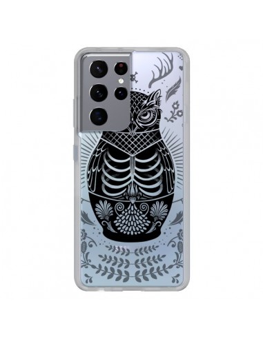 Coque Samsung Galaxy S21 Ultra et S30 Ultra Owl Chouette Hibou Squelette Transparente - Rachel Caldwell