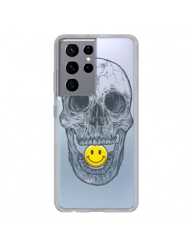 Coque Samsung Galaxy S21 Ultra et S30 Ultra Tête de Mort Smiley Transparente - Rachel Caldwell