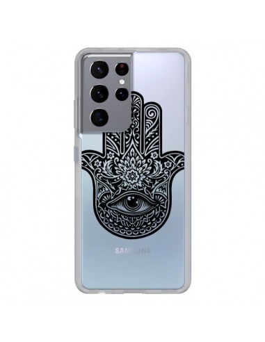 Coque Samsung Galaxy S21 Ultra et S30 Ultra Hamsa Cinq Doigts Main Mauvais Oeil Transparente - Rachel Caldwell