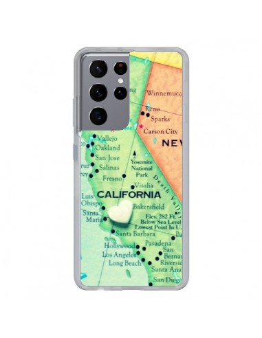 Coque Samsung Galaxy S21 Ultra et S30 Ultra Carte Map Californie - R Delean