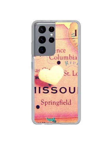 Coque Samsung Galaxy S21 Ultra et S30 Ultra Carte Map Missouri Coeoeur - R Delean