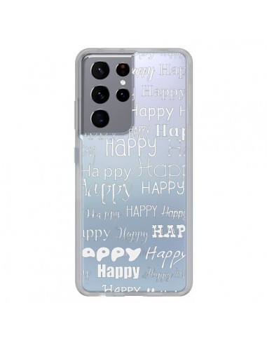 Coque Samsung Galaxy S21 Ultra et S30 Ultra Happy Happy Blanc Transparente - R Delean