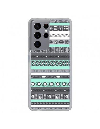 Coque Samsung Galaxy S21 Ultra et S30 Ultra Azteque Aztec Bleu Pastel - Rex Lambo