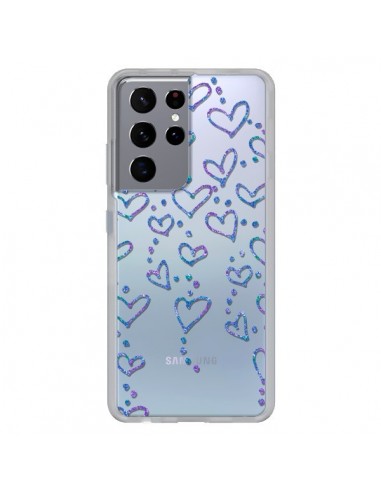 Coque Samsung Galaxy S21 Ultra et S30 Ultra Floating hearts coeurs flottants Transparente - Sylvia Cook
