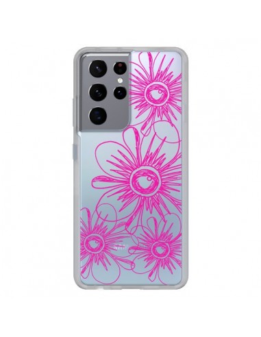 Coque Samsung Galaxy S21 Ultra et S30 Ultra Spring Flower Fleurs Roses Transparente - Sylvia Cook