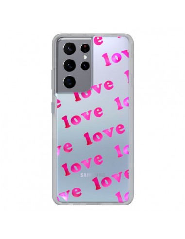 Coque Samsung Galaxy S21 Ultra et S30 Ultra Pink Love Rose Transparente - Sylvia Cook