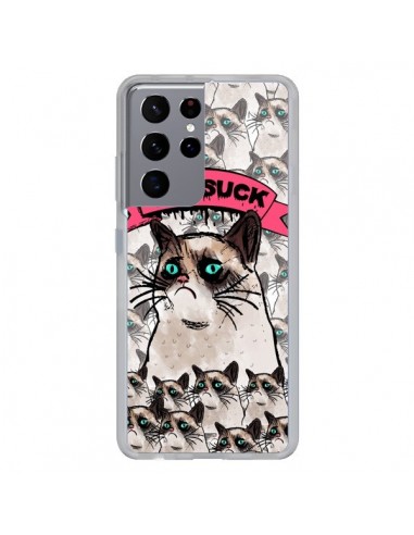 Coque Samsung Galaxy S21 Ultra et S30 Ultra Chat Grumpy Cat - You Suck - Sara Eshak