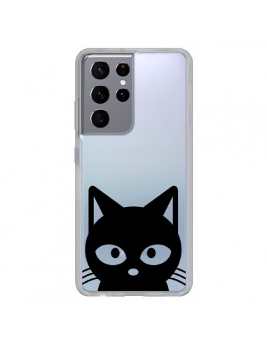 Coque Samsung Galaxy S21 Ultra et S30 Ultra Tête Chat Noir Cat Transparente - Yohan B.