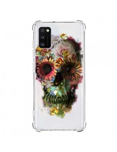 Coque Samsung Galaxy A41 Skull Flower Tête de Mort Transparente - Ali Gulec