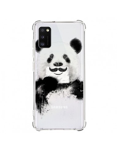 Coque Samsung Galaxy A41 Funny Panda Moustache Transparente - Balazs Solti