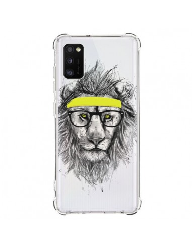 Coque Samsung Galaxy A41 Hipster Lion Transparente - Balazs Solti