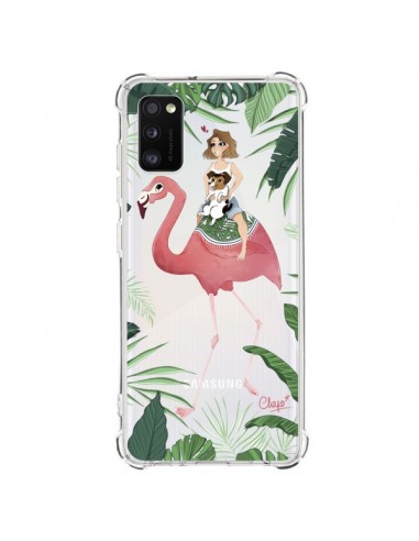 Coque Samsung Galaxy A41 Lolo Love Flamant Rose Chien Transparente - Chapo