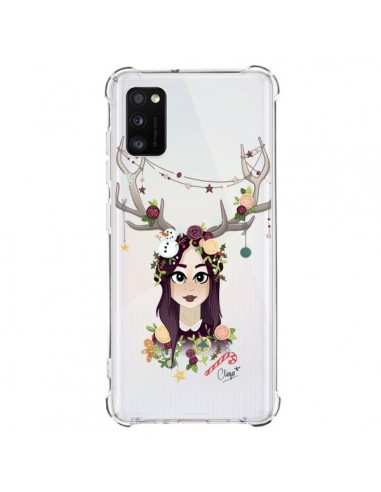 Coque Samsung Galaxy A41 Christmas Girl Femme Noel Bois Cerf Transparente - Chapo