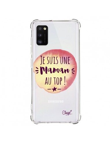 Coque Samsung Galaxy A41 Je suis une Maman au Top Orange Transparente - Chapo