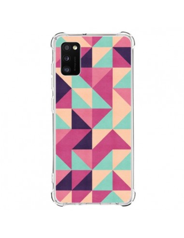 Coque Samsung Galaxy A41 Azteque Triangle Rose Vert - Eleaxart