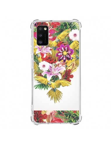 Coque Samsung Galaxy A41 Parrot Floral Perroquet Fleurs - Eleaxart