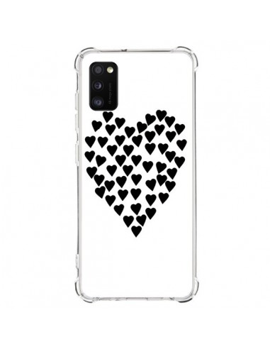 Coque Samsung Galaxy A41 Coeur en coeurs noirs - Project M