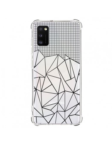 Coque Samsung Galaxy A41 Lignes Grille Grid Abstract Noir Transparente - Project M