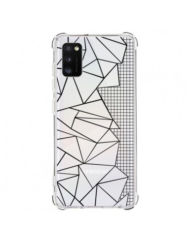 Coque Samsung Galaxy A41 Lignes Grilles Side Grid Abstract Noir Transparente - Project M