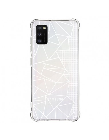 Coque Samsung Galaxy A41 Lignes Grilles Side Grid Abstract Blanc Transparente - Project M