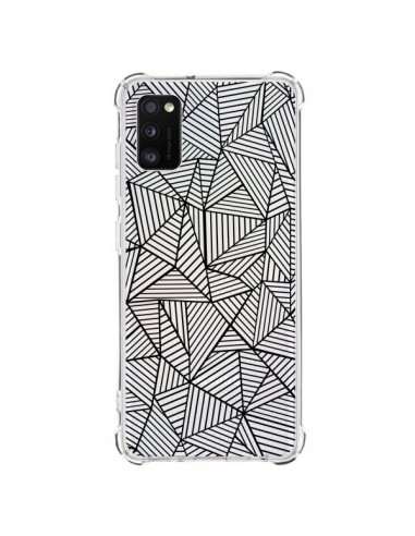 Coque Samsung Galaxy A41 Lignes Grilles Triangles Full Grid Abstract Noir Transparente - Project M
