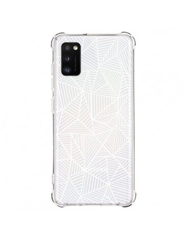 Coque Samsung Galaxy A41 Lignes Grilles Triangles Full Grid Abstract Blanc Transparente - Project M