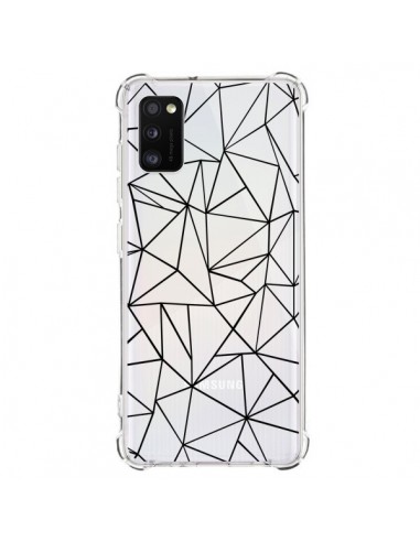 Coque Samsung Galaxy A41 Lignes Triangles Grid Abstract Noir Transparente - Project M