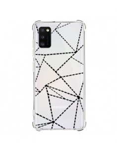 Coque Samsung Galaxy A41 Lignes Points Abstract Noir...