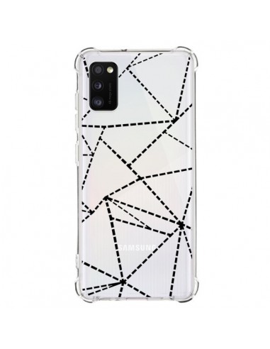 Coque Samsung Galaxy A41 Lignes Points Abstract Noir Transparente - Project M