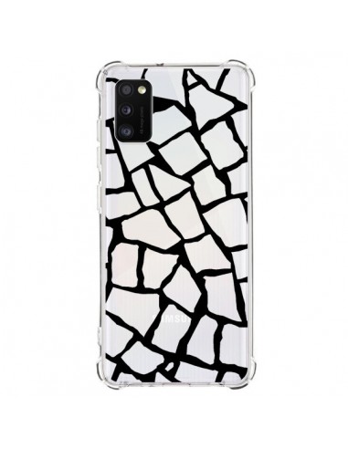 Coque Samsung Galaxy A41 Girafe Mosaïque Noir Transparente - Project M